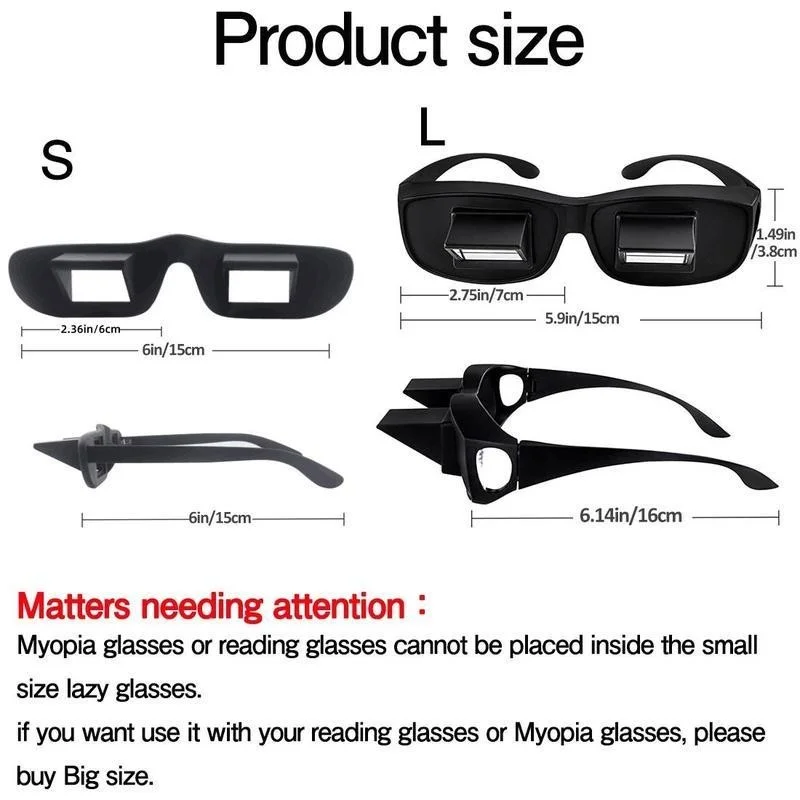 Comfort Lazy Reader Glasses for Reading & Watching Tv in Bed , Prism Glasses 3